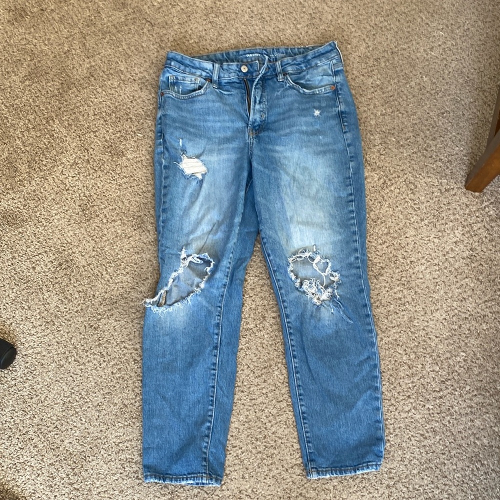 Ripped straight leg jeans